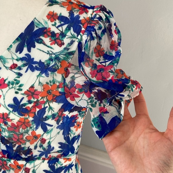 Calvin Klein Women's Puff-Sleeve Midi Dress, Atlantis Multi Size 6 Floral - Picture 5 of 14